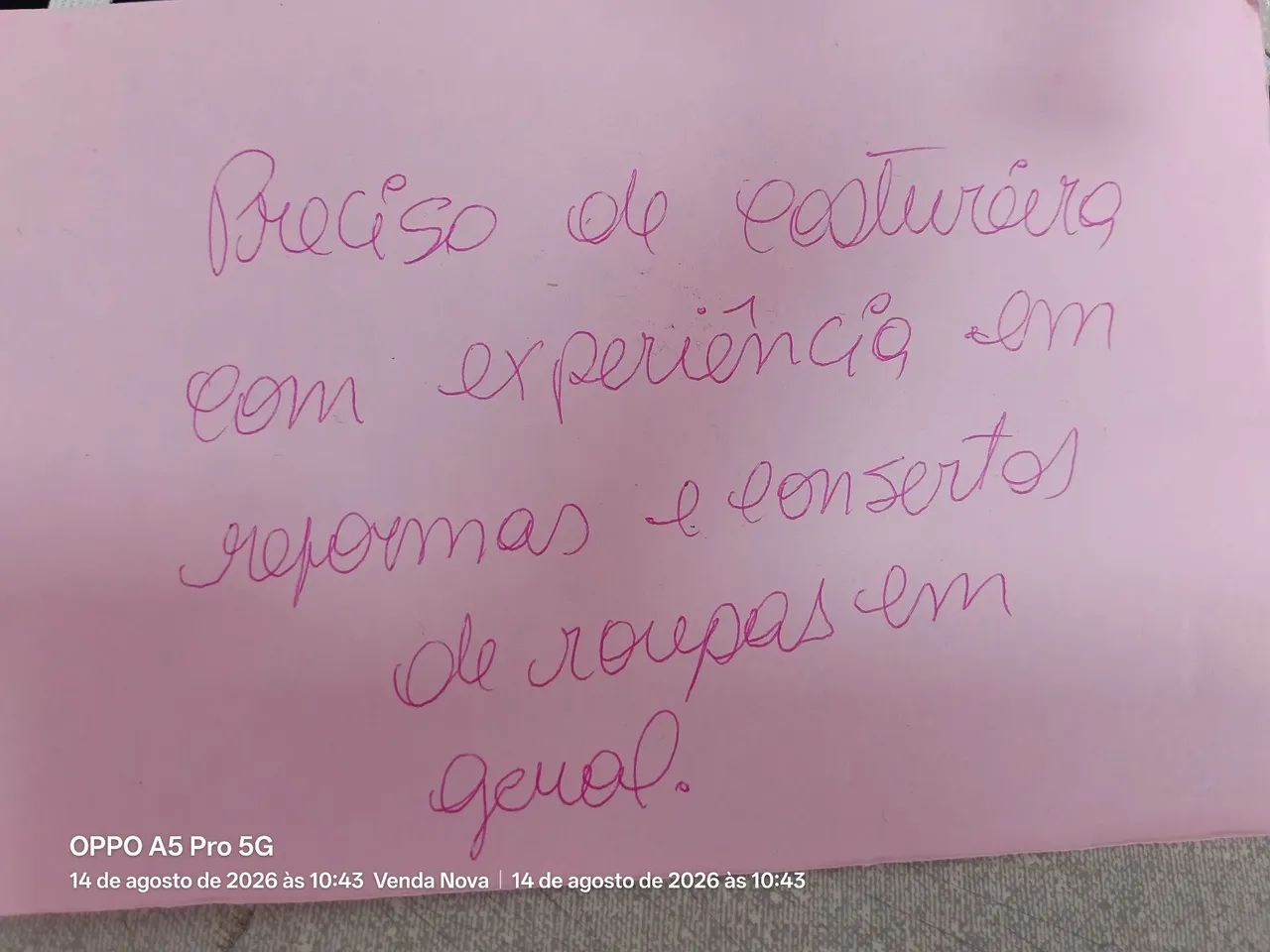 Preciso de costureira em venda nova 