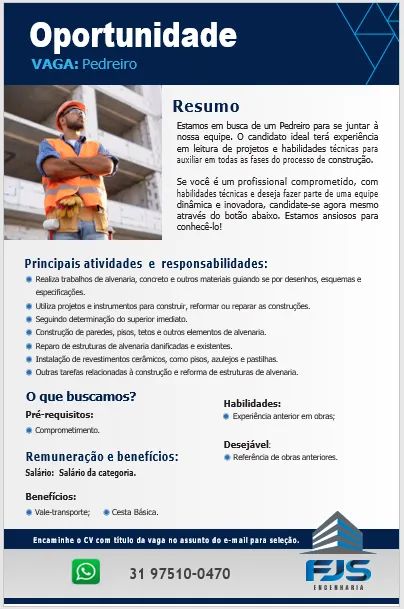 VAGA: Pedreiro