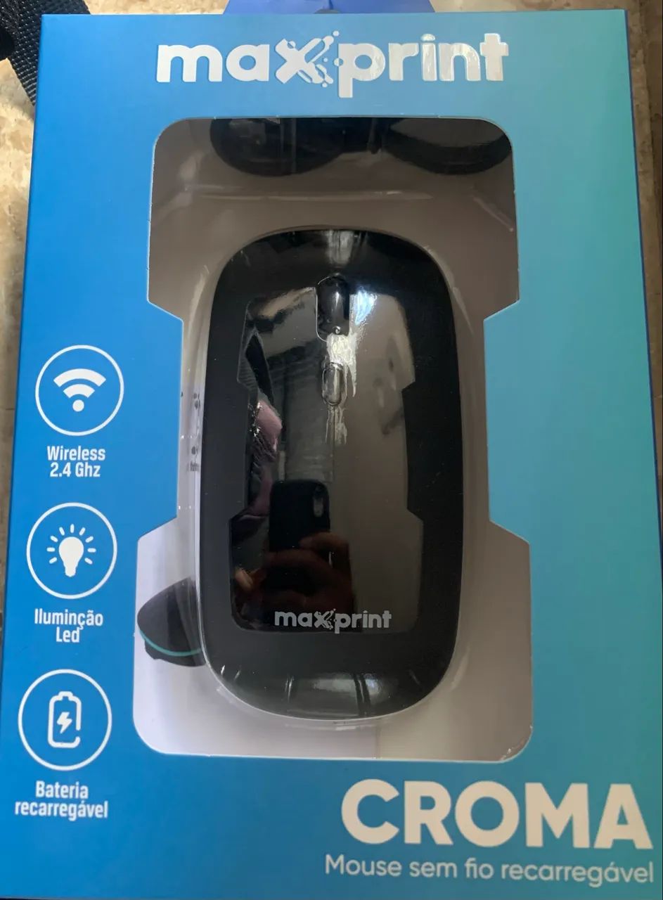 Mouse sem fio Wi-Fi 1600Dpi com Bateria Recarregável Tipo-C Croma