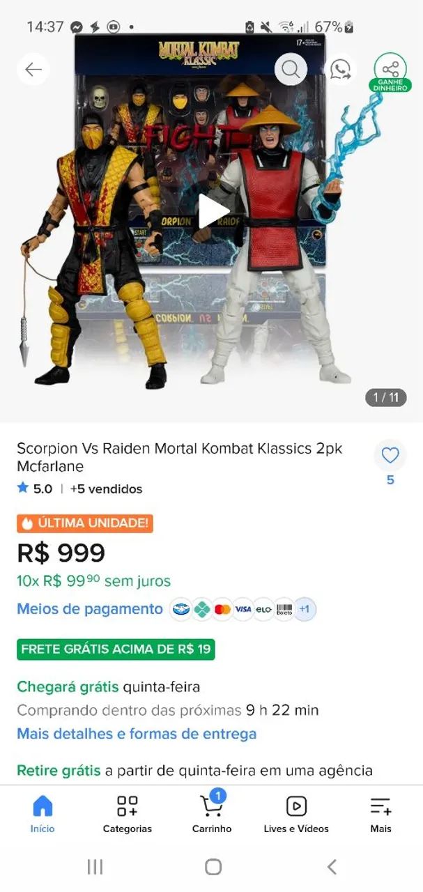Mortal kombat Mcfarlane Klassic Scorpion e Raiden ultimate  - Foto 2