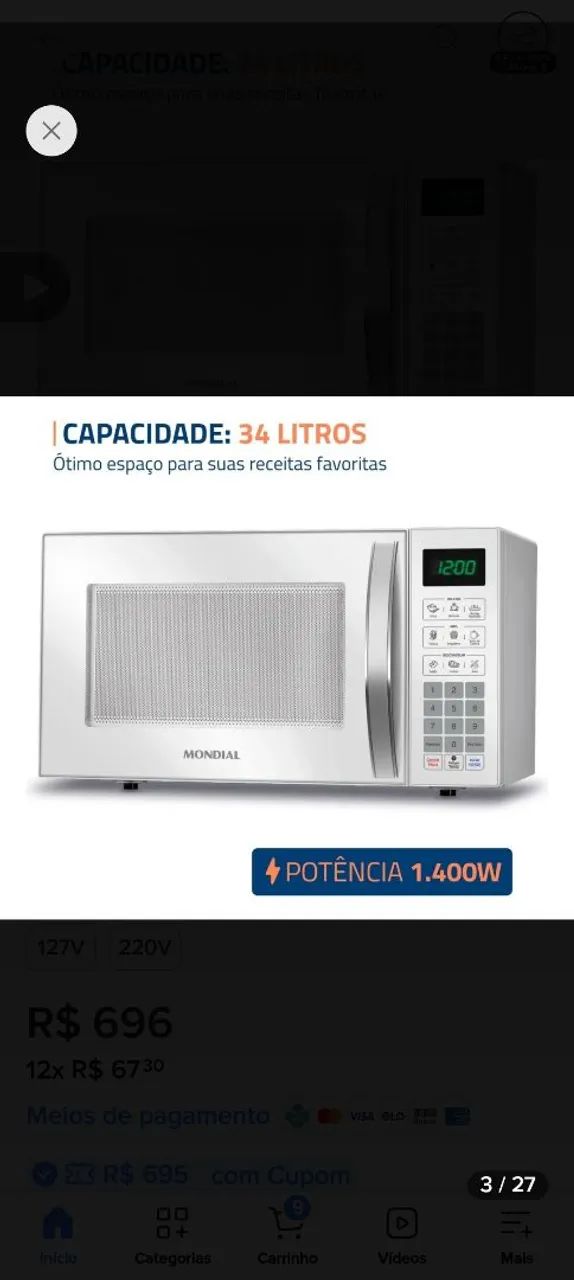 Vendo microondas marca mondial, novo , cor branco falar com Rosângela watsap * - Foto 6
