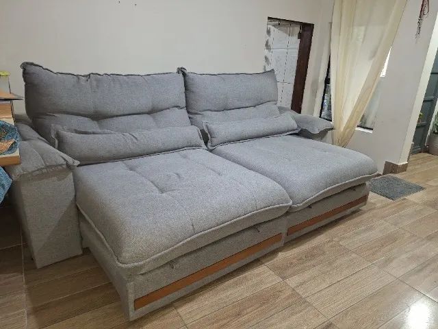 Sofá retrátil reclinavel,4 lugares, molas em sacada 