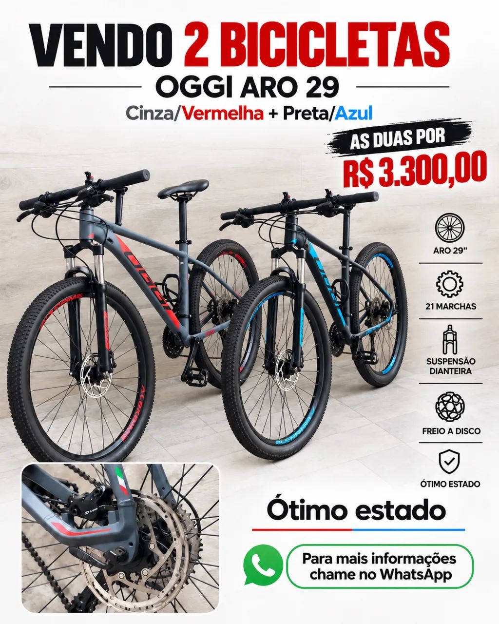 2 Bikes Oggi Big Wheel Aro 29 - R$ 3.300 as duas - Foto 5