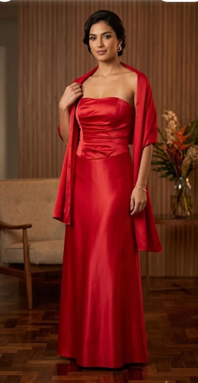 VESTIDO LONGO DE FESTA VERMELHO  