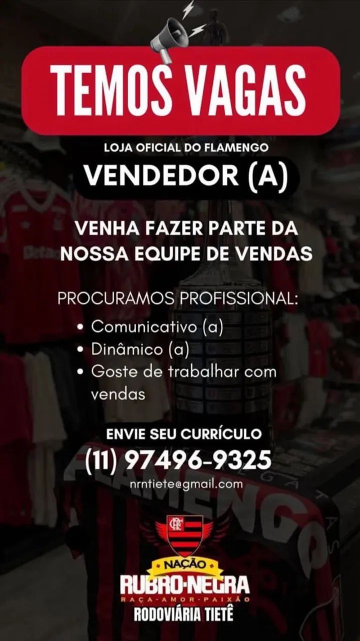 VAGA DE EMPREGO - VENDEDOR (A)