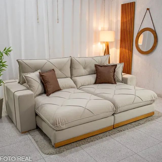 Sofá Retrátil Reclinável Gran Bello 2.30m Veludo - Molas Ensacadas  - Foto 4