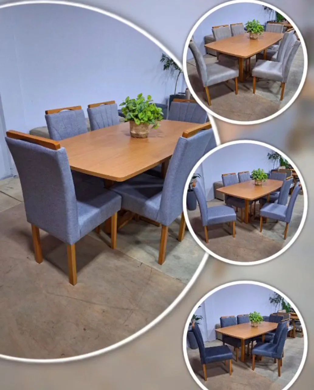 Mesa de jantar com 6 cadeiras com base, tampo e cadeiras de madeira maciça ! 