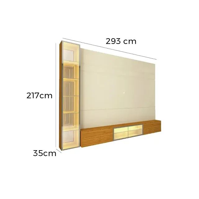 Painel Luminare com 1 Torre para Tv Até 85 Polegadas com Led 4 Portas Gelius 255cm  - Foto 3