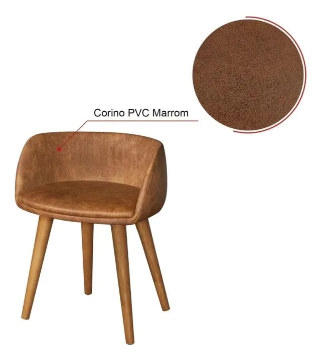 Cadeira Estofada Estilo Poltrona em Corino Caramelo - Foto 3