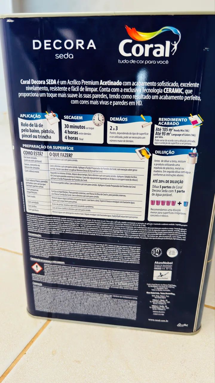 Tinta coral acetinada Decora lata 18 litros nova lacrada - Foto 4