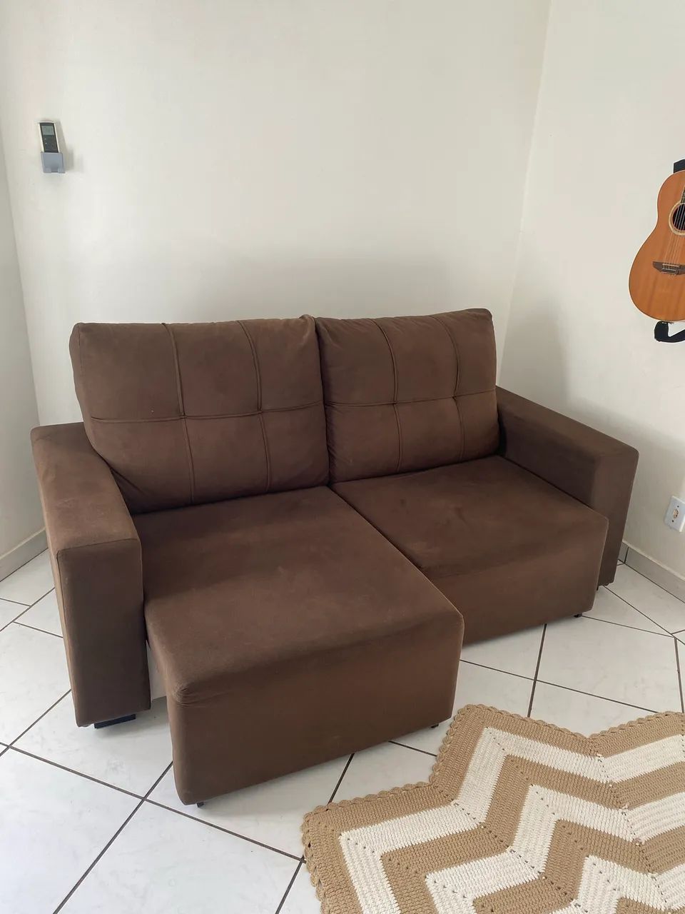 Sofá Retrátil 2 Lugares Marrom Único Dono