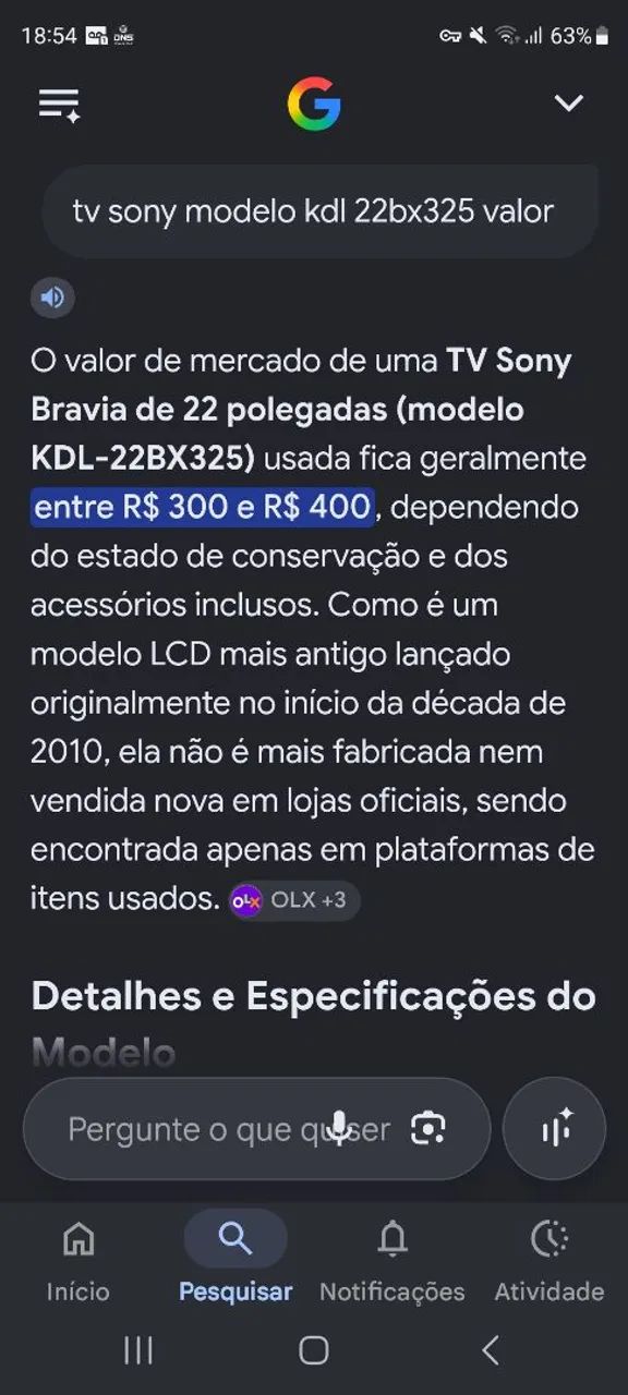 Tv LCD Sony brava tela 22 polegadas - Foto 5
