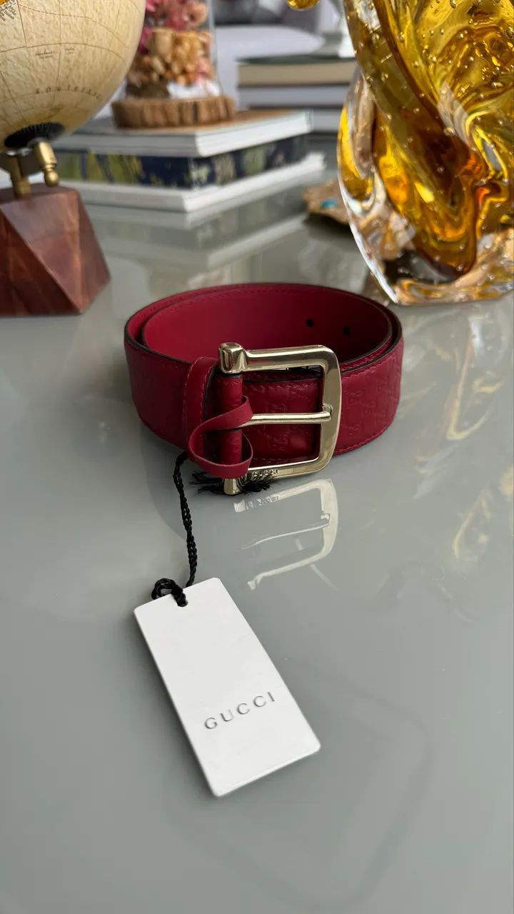 Cinto Gucci Vermelho Micro GG 