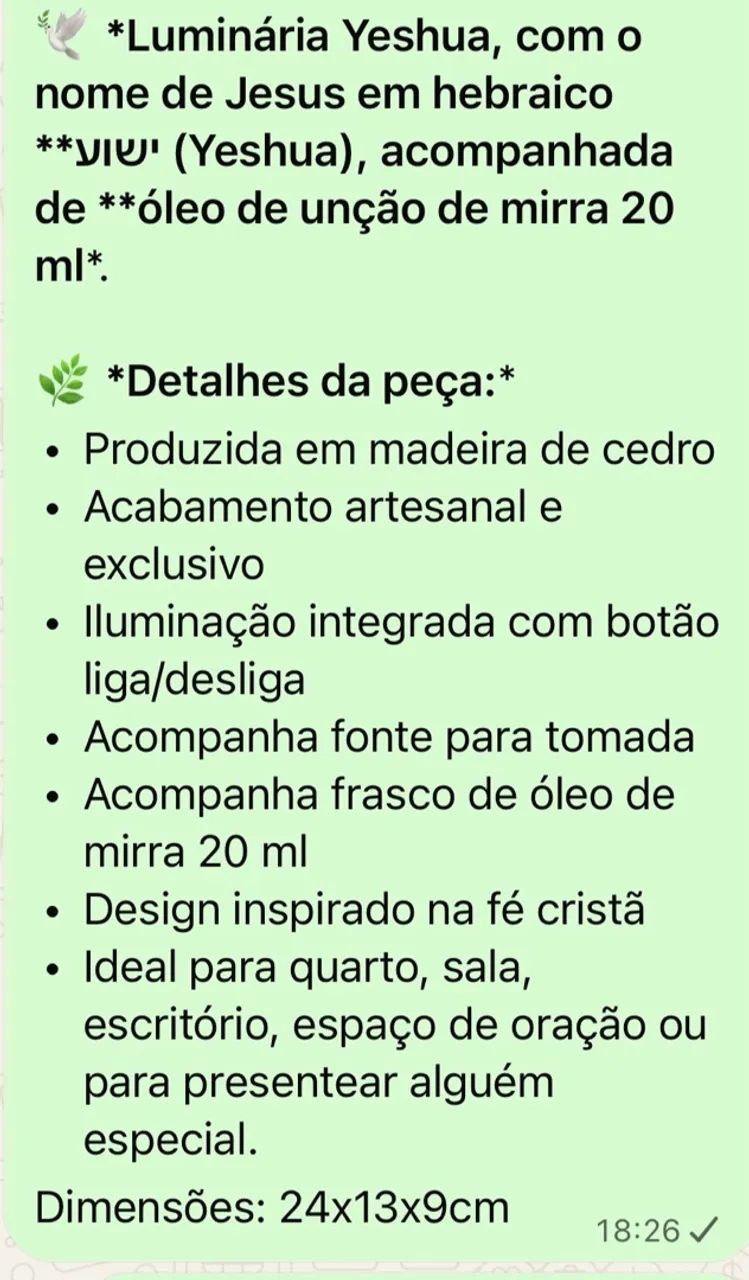 Luminária Yeshua com Óleo Jesus  - Foto 3