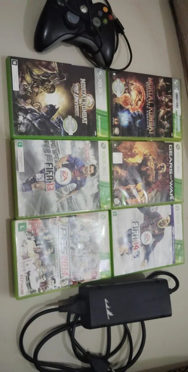 CONTROLE DE X BOX 360+ FONTE ORIGINAL + 6 JOGOS * ZAP  - Foto 5