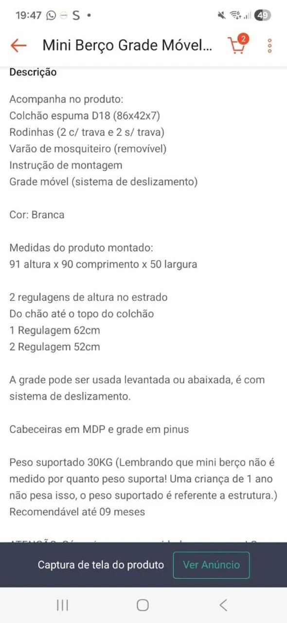 Mini berço  - Foto 5