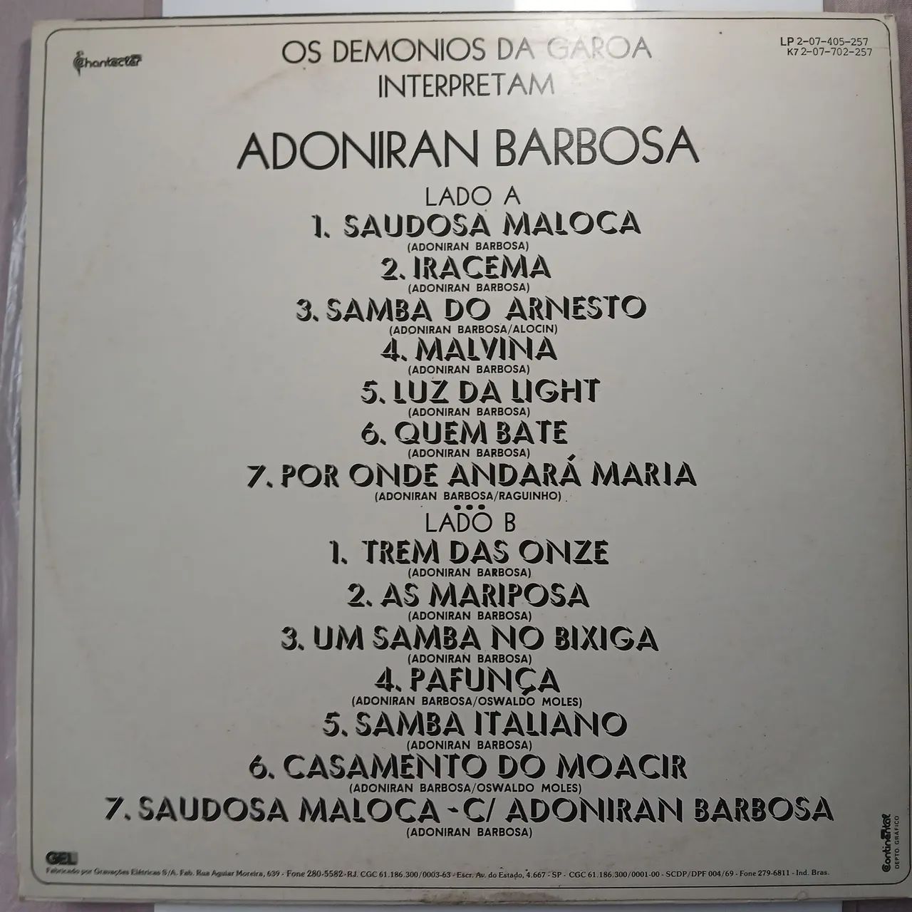 Os Demônios da Garoa interpretam Adoniran Barbosa - Vinil - Foto 2