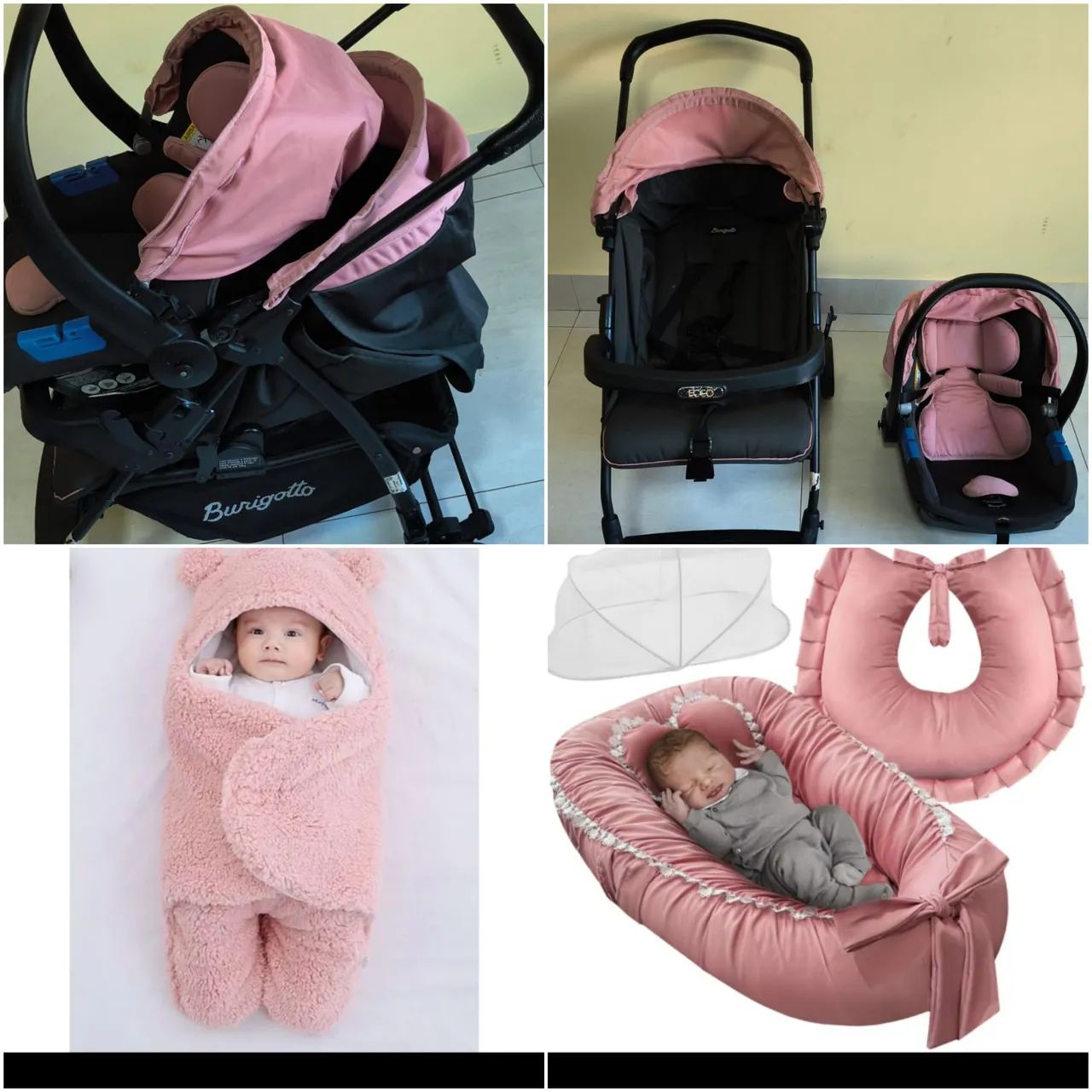 Carrinho e bebê conforto burigotto