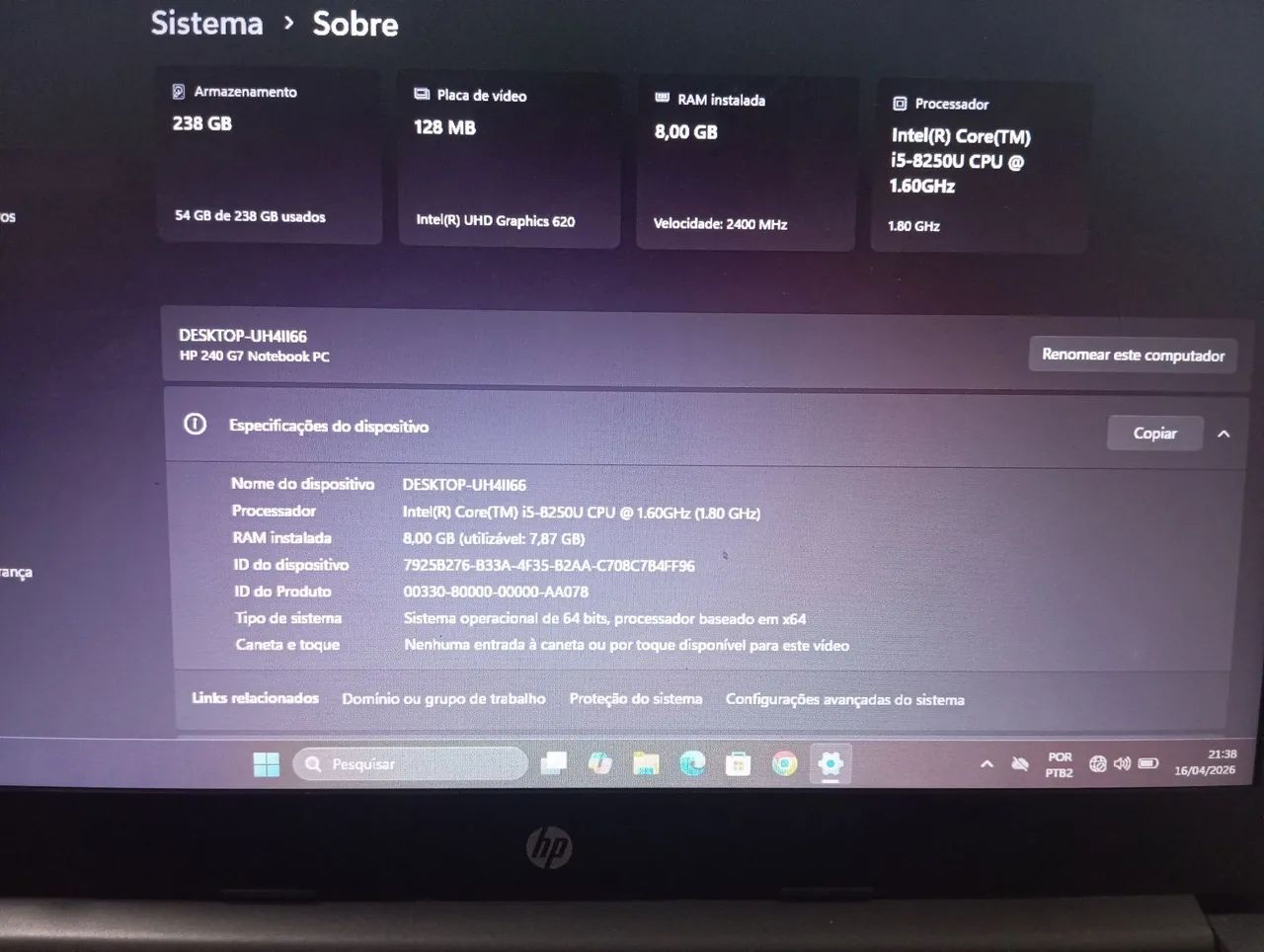 Notebook HP 240G7 - Foto 5