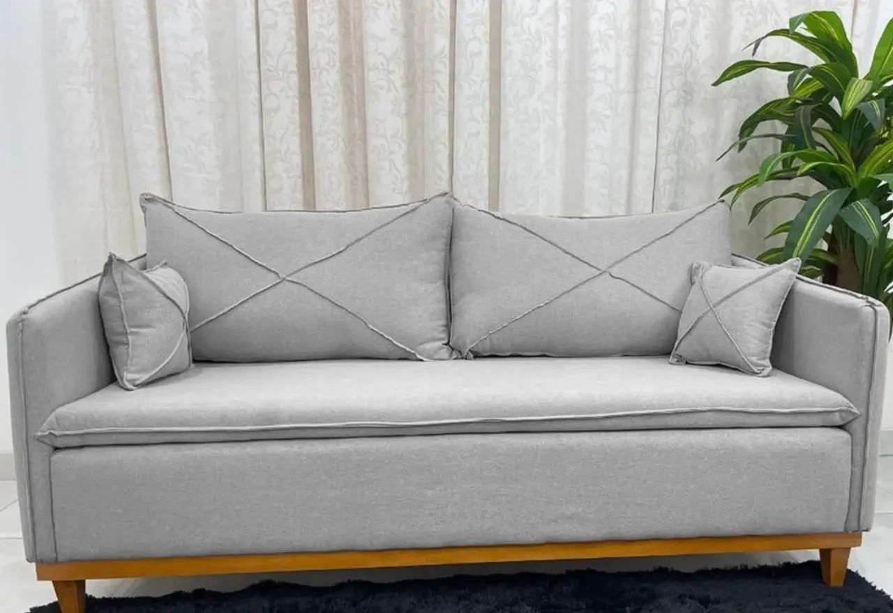 Sofá Living em Linho 2 Lugares Pé Madeira 180cm p33