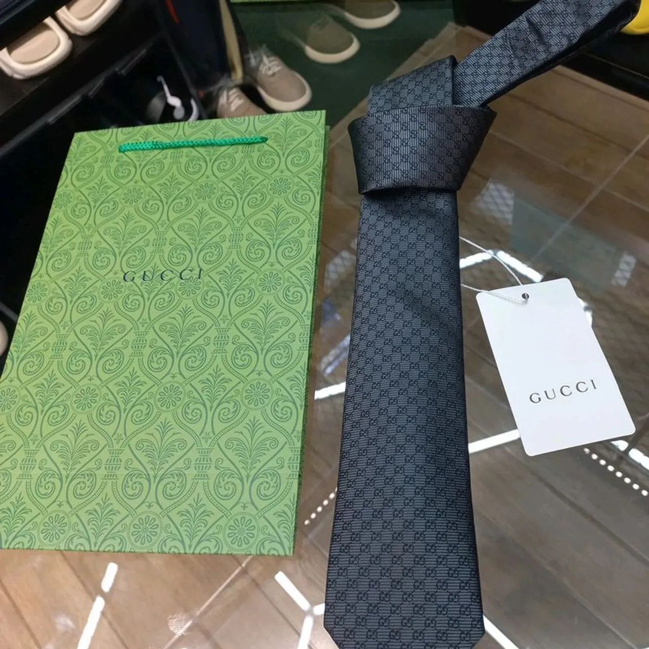 gravata social gucci chumbo seda - Foto 4