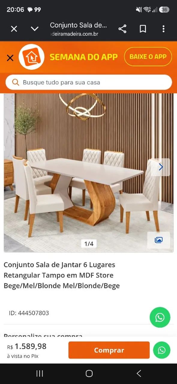 Mesa 6 lugares praticamente nova  - Foto 2