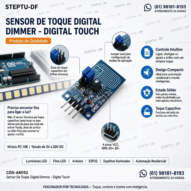 Sensor De Toque Digital Dimmer - Digital Touch Sensor Module Arduino Automação COD-AM152   - Foto 2