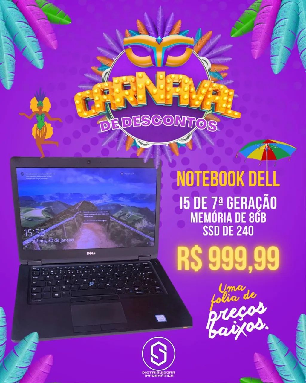 Notebook i5 de 7° geração Dell