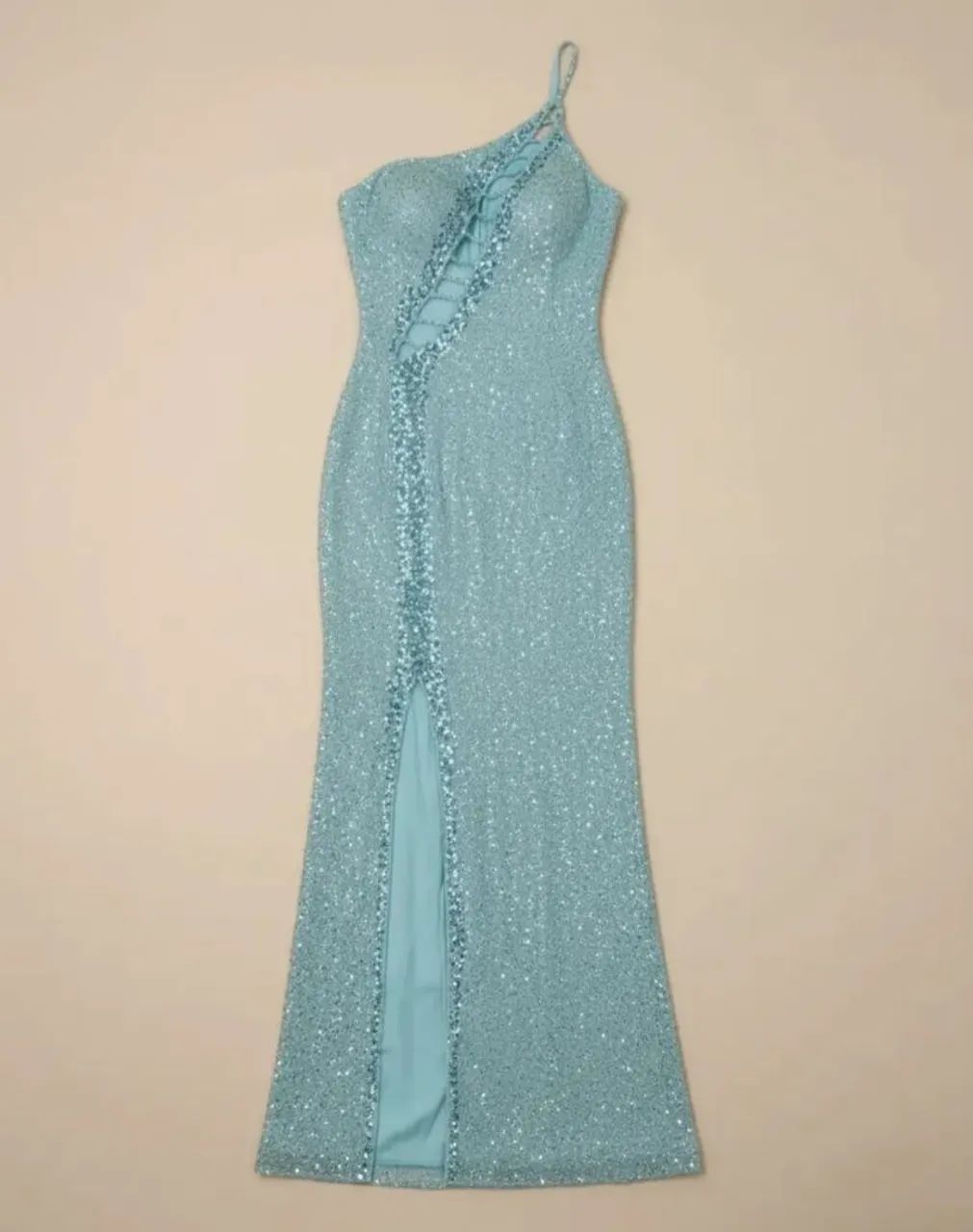 Vestido Azul Celeste Indiano Bordado com Fenda - Foto 4