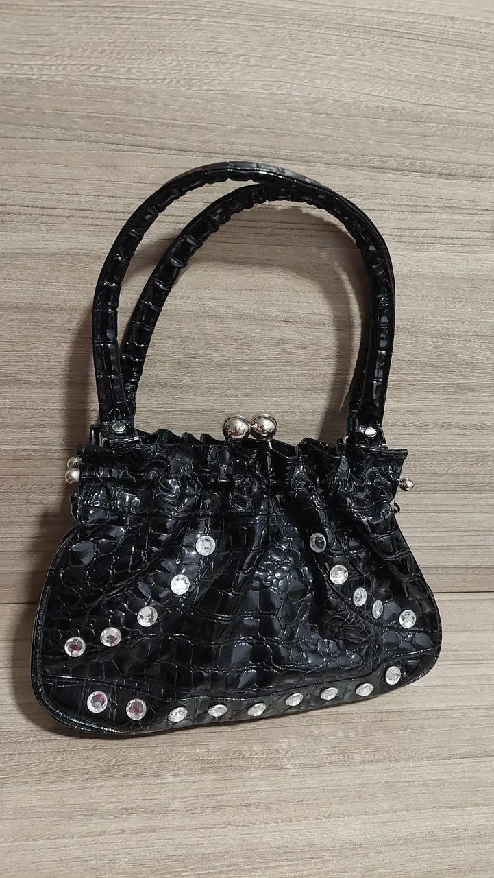 Bolsa verniz com pedras - Foto 2