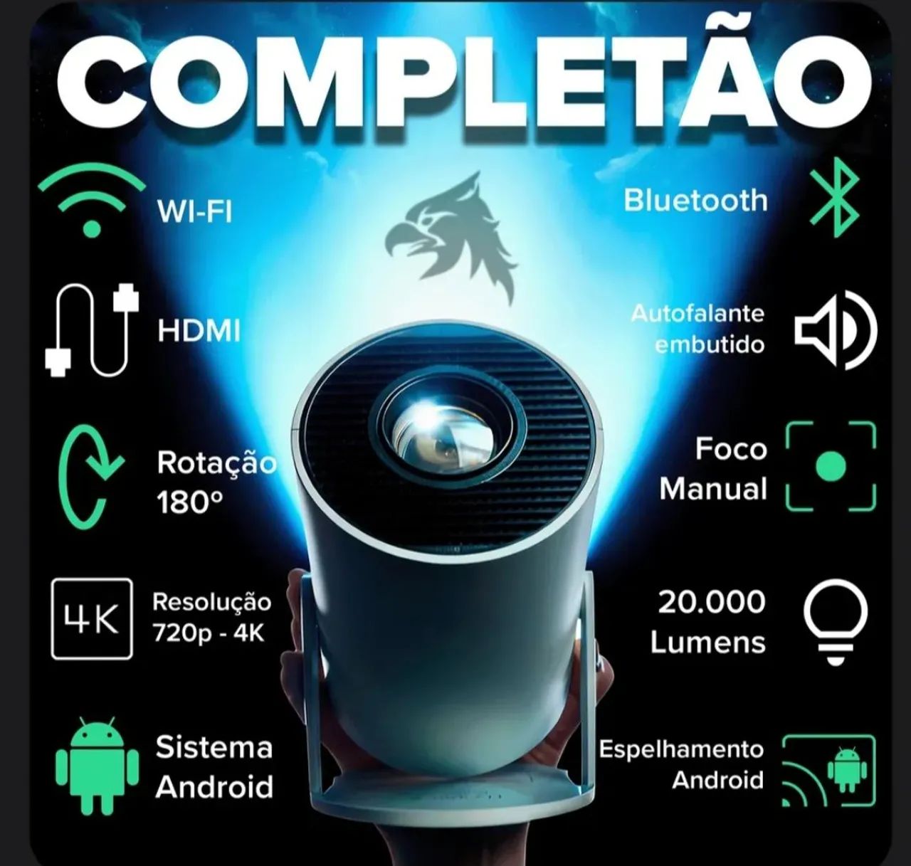 Mini Projetor Portátil HY300 Smart Android 11 Wi-Fi e Bluetooth - Perfeito Estado! - Foto 3