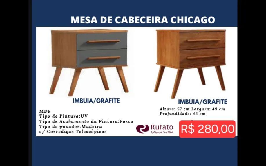 Mesa de Cabeceira Chicago (leia a descrição)