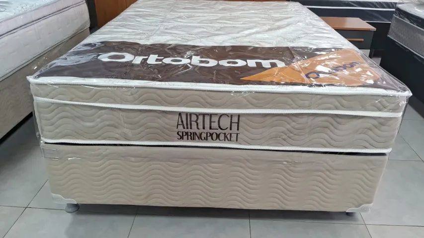 CONJUNTO COLCHÃO AIRTECH ORTOBOM COMPLETO   - Foto 2