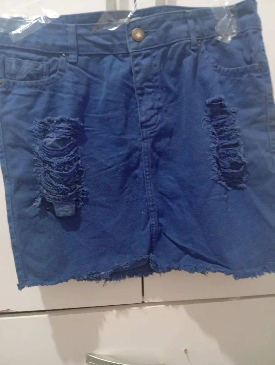 Saia Jeans com Detalhe em Renda - Foto 2
