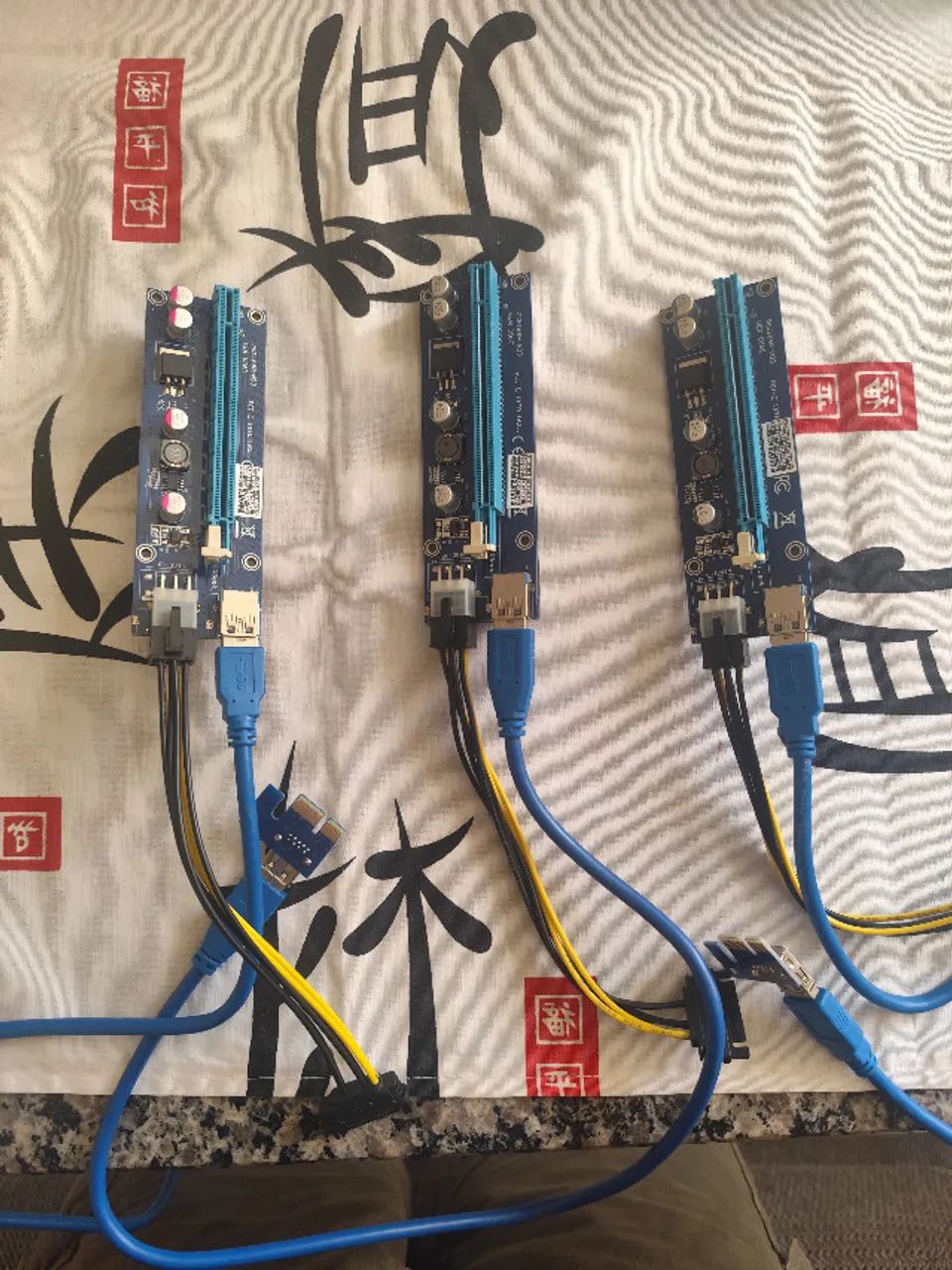 Kit 3 Risers PCI-E 1x a 16x USB 3.0 - Modelo 006C (Mineração/Bancada)