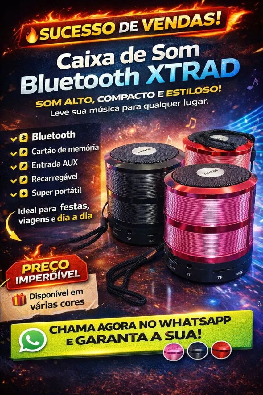 VENDO CAIXA DE SOM XTRAD BLUETOOTH PORTÁTIL 
