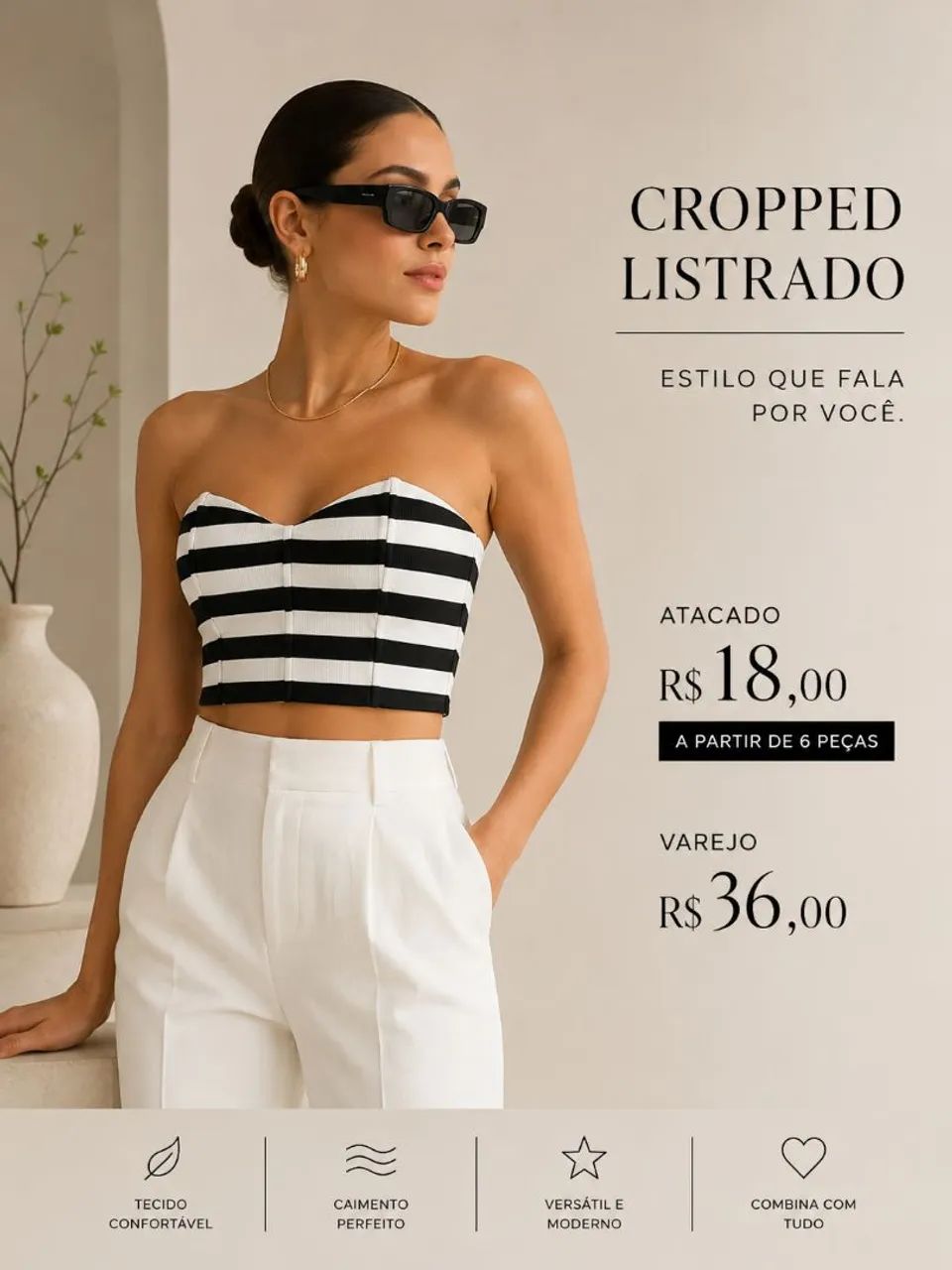 Cropped listrado / atacado e varejo  - Foto 2