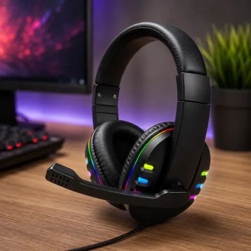 Headset Fone Gamer Led RGB com microfone USB