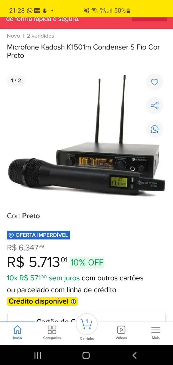 Microfone sem fio profissional Kadosh 1501444717222687549441