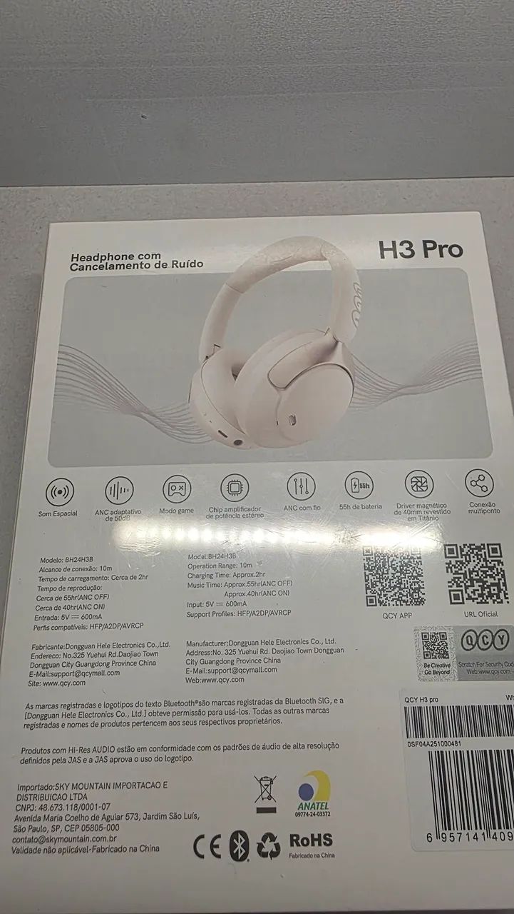 Headset QCY H3 Pro OverEar ANC 50dB Bluetooth - Lacrado - Foto 3