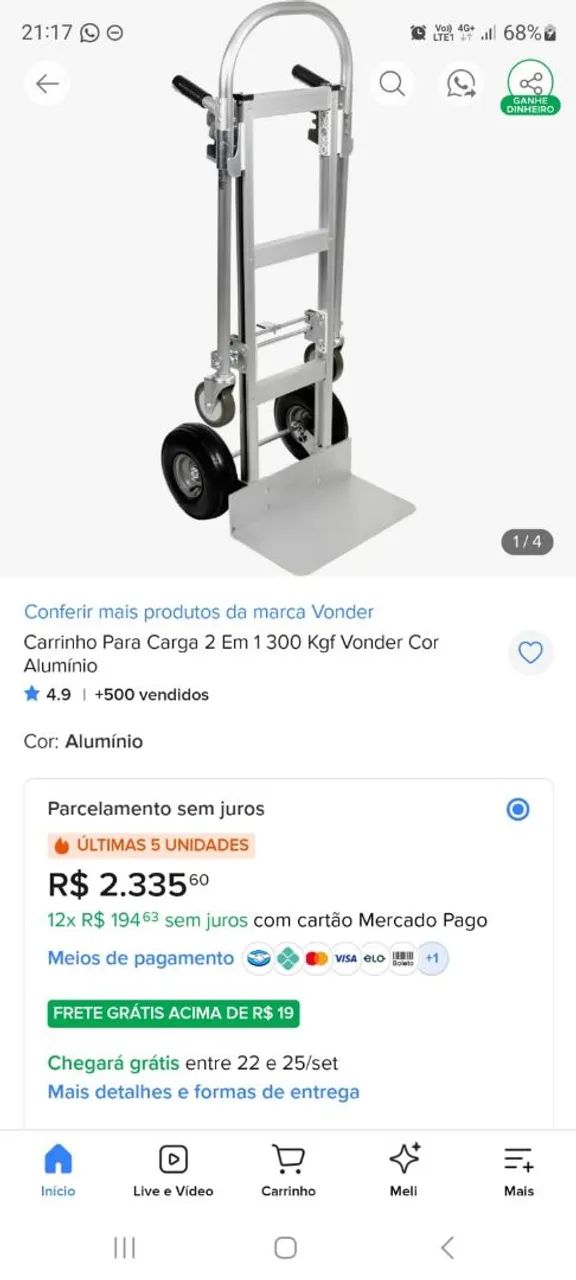 Vendo carrinho de carga 1300kg
