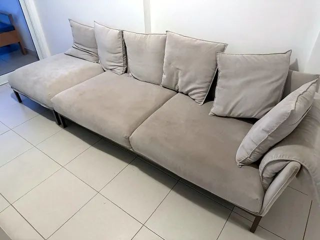 Sofá Lider Interiores Hug Cinza com Chaise 2,80m