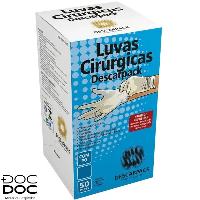 Luva de procedimento Cirúrgico Estéril com Pó Descarpack - Par NOVA LACRADA - Foto 5