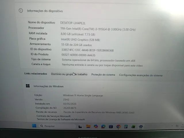 Notebook Samsung Book | Intel Core i3 11ª Geração | 8GB RAM | SSD 256GB | Windows 11