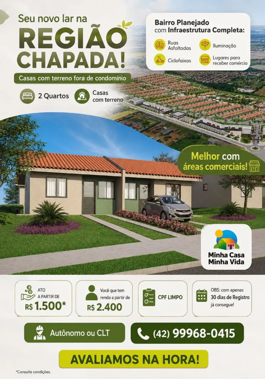Vendo casas região Chapada 