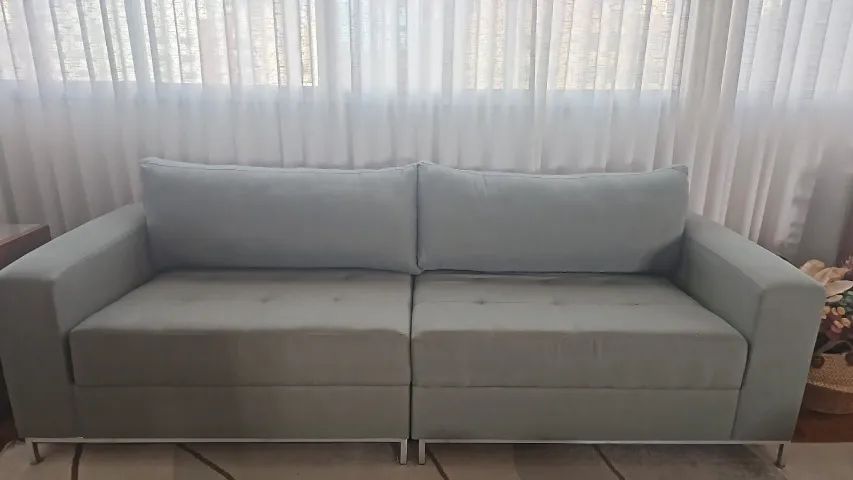 Sofá bipartido linho verde
