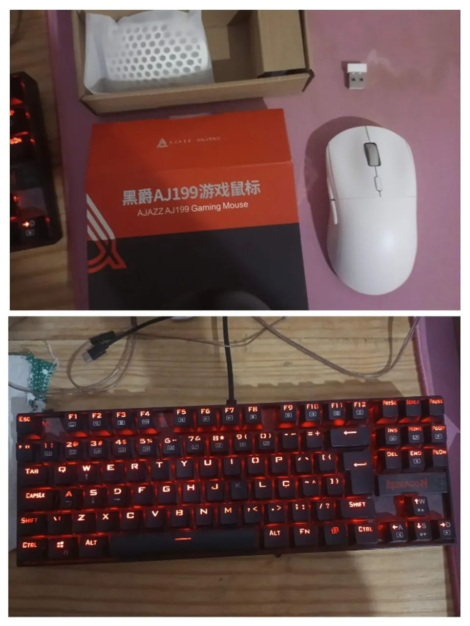 Mouse sem fio e teclado mecânico