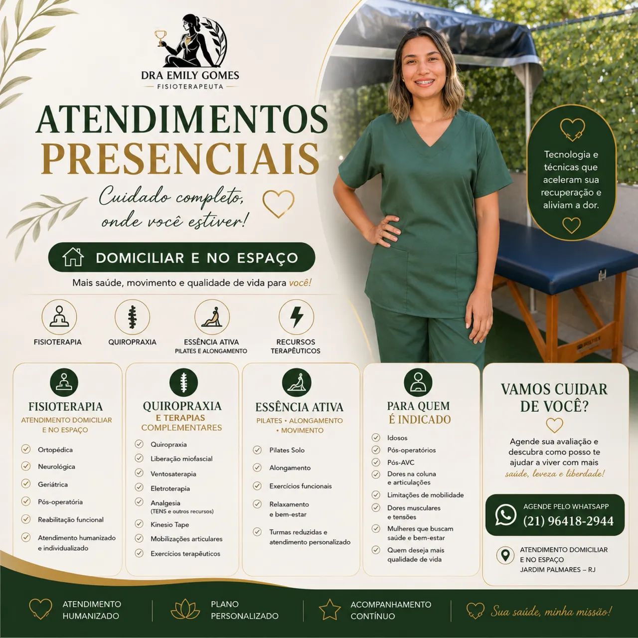 Fisioterapia domiciliar e jardim Palmares 