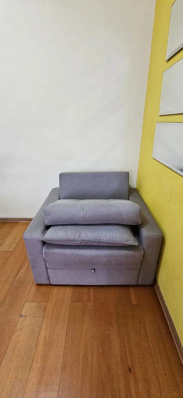 Sofá-Cama de Solteiro Cinza Grafite novíssimo - Foto 2
