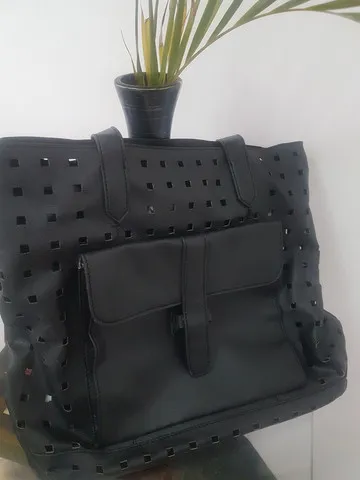 Bolsa Preta com forro estampado